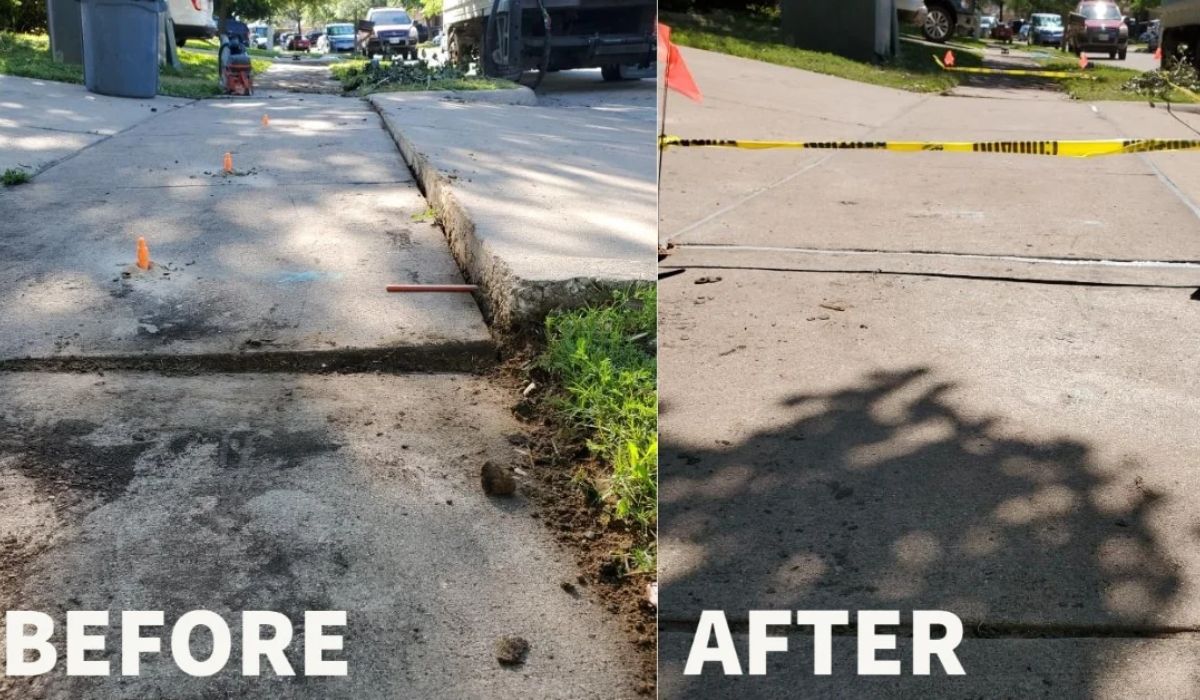 Before and after driveway lifting